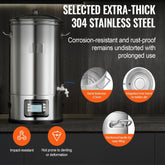 Electric Brewing System, 8 GALLON Brewing Stock Pot, All-in-One Home Beer Brewer, 304 Stainless Steel Brewing Supplies with Panel, Includes Glass Lid, Handle, Spigot, Electronic Panel Control